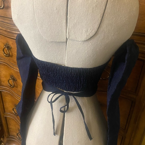 New Pink rave wear. Navy blue with rhinestones. Top with detached sleeves - Picture 4 of 7